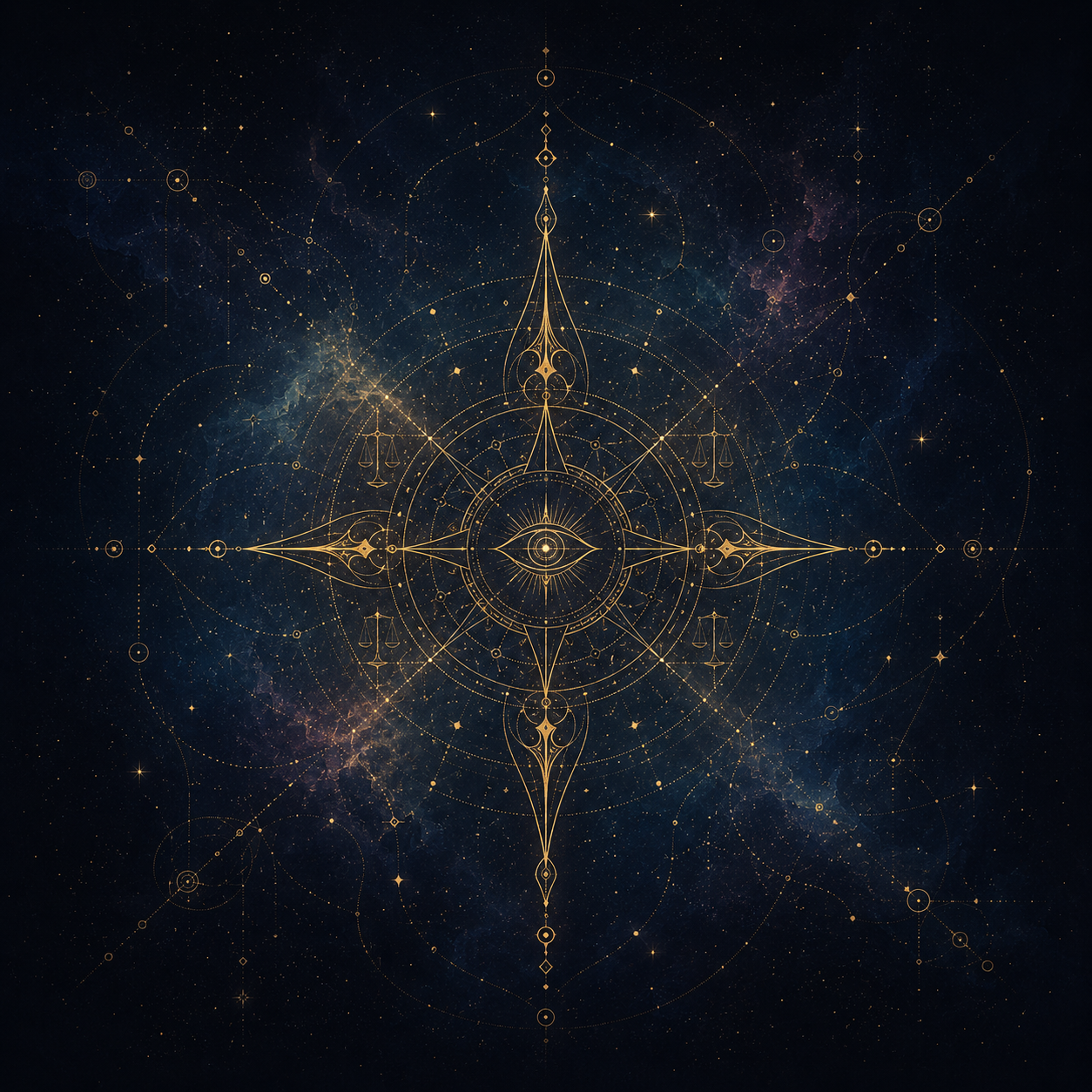 Decision Making Style — cosmic compass rose with central eye