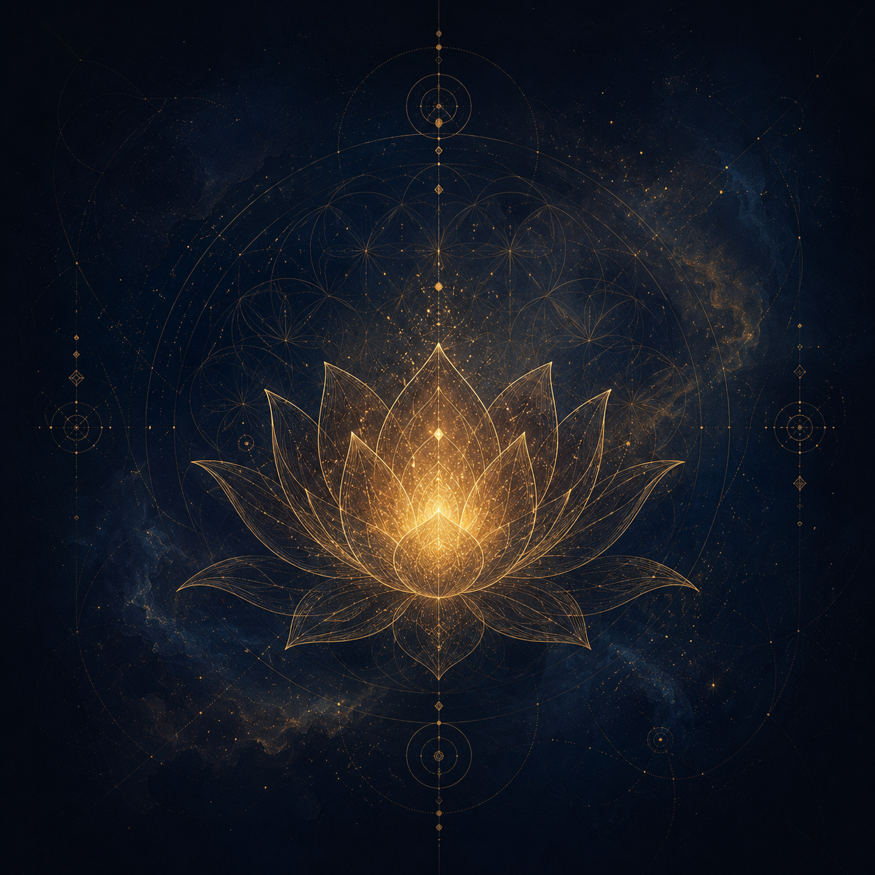 Your Gifts — glowing lotus with sacred geometry